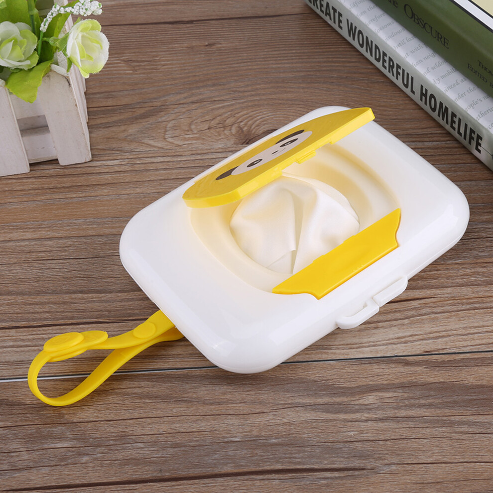 Baby Infant Outdoor Travel Stroller Wet Wipes Box Tissue Case Dispenser White&Yellow