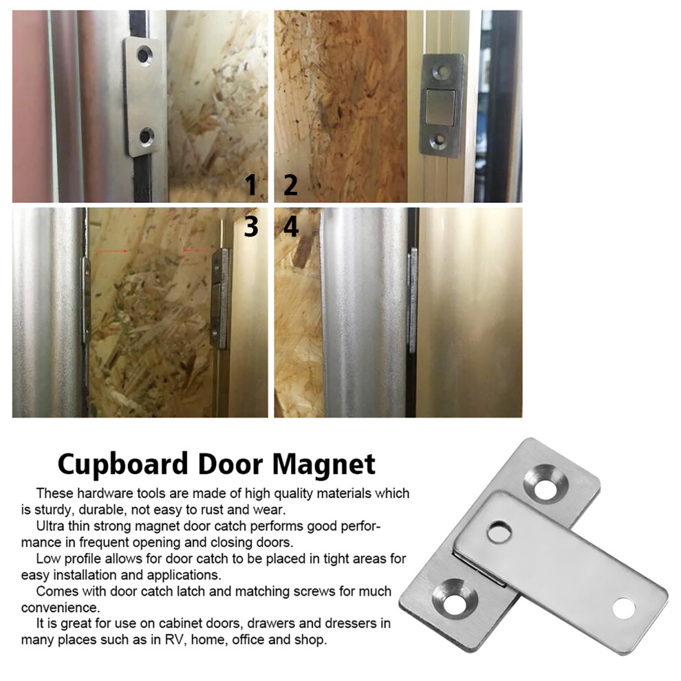 Ultra Thin Strong Magnetic Door Catch Latch For Furniture Cabinet Cupboard With Screws 7631324362371