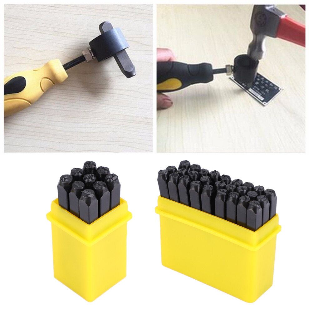 36Pcs Set Carbon Steel Number Letter Alphabet Punch Metal Stamp Tool Kit + Case 7901324362436