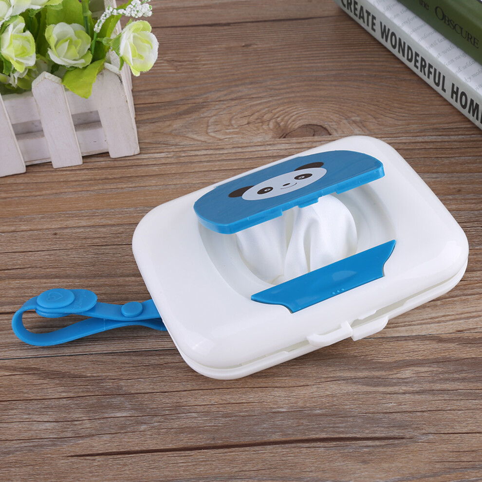 Baby Infant Outdoor Travel Stroller Wet Wipes Box Tissue Case Dispenser White&Blue