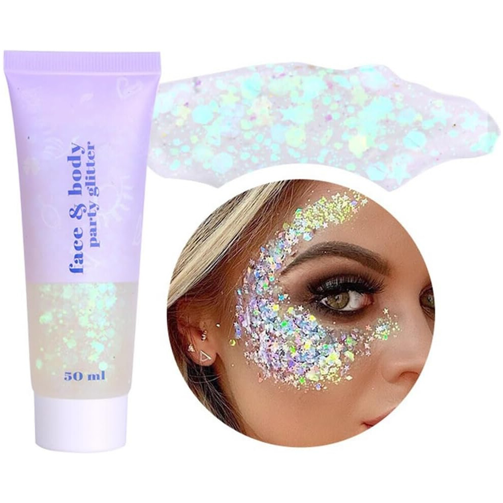Beliky Girl White Body Glitter Gel 50Ml For Face, Hair, And Nails