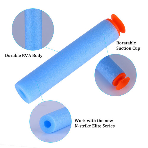 100pcs Toy Gun Soft Refill Bullets Darts EVA Foam Reusable Accessory (Sky Blue) 2