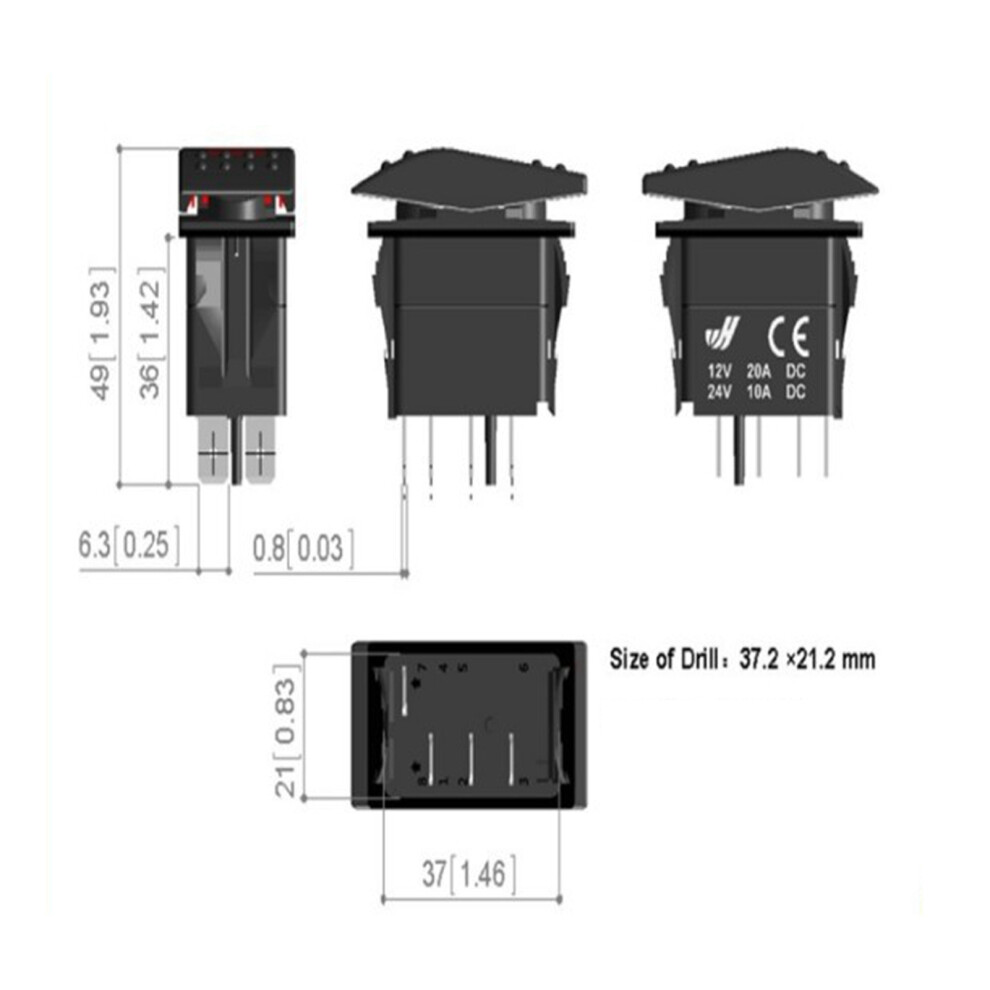 12V-24V 3 Pin Horn On Off Rocker Toggle Switch For Car Caravan Rv Boat Marine Light 9431324364942