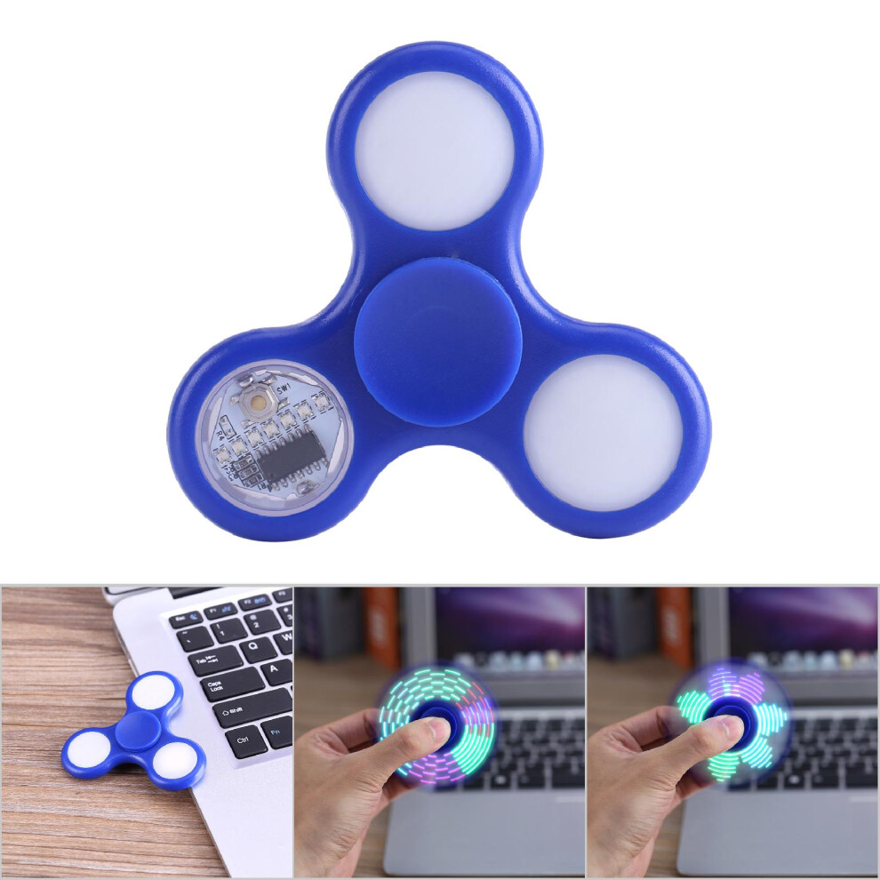 1Pc New LED Light 18 Patterns Flash Fingertip Spinner Stress Relief EDC Hands Foucs Toy(Blue)-image-OPC-PHWKDDM-NEW