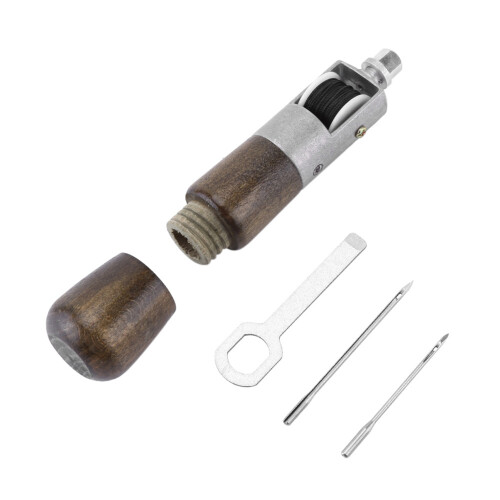 DIY Handmade Leather Hand stitching Tool Sewing Kit Lock Stitch Awl  2 Needles Wrench 1