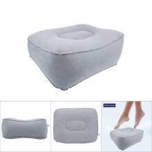 Inflatable Flocking Travel Foot Rest Pillow Travel Flights Relax Cushion With Air Pump(Gray)