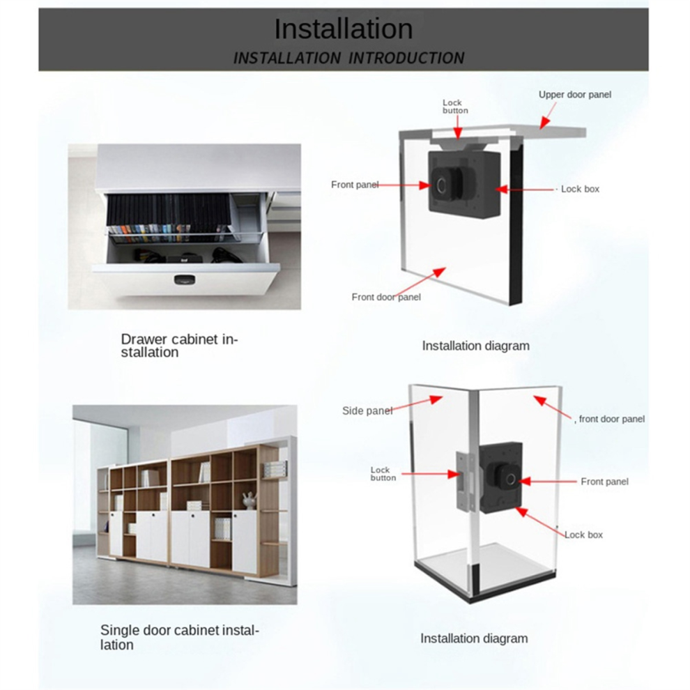 Biometric Fingerprint Lock Black Keyless Cabinet 4852820994412