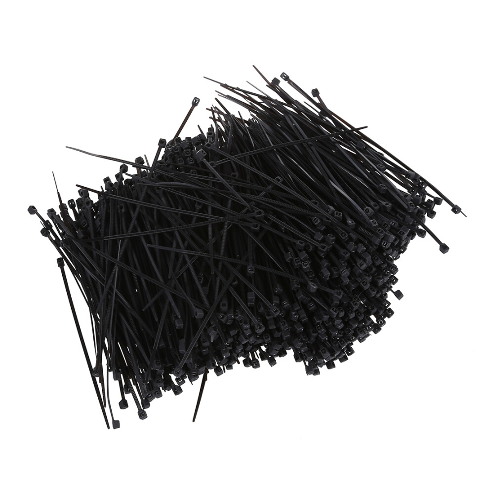 1000 Pcs Black Nylon Cable Zip Tie Fasten Wrap 95Mm X 2Mm 4851839521305
