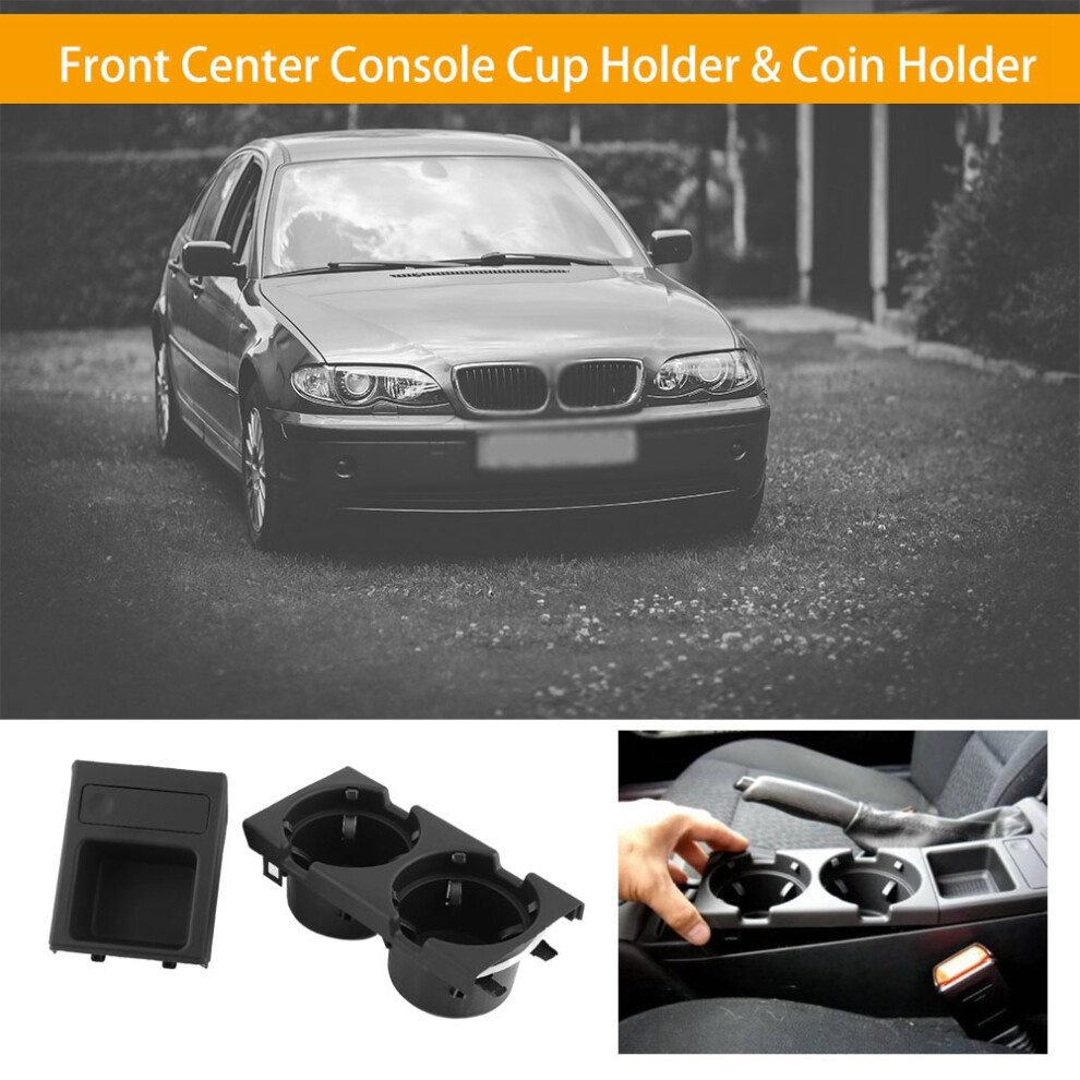 Car Interior Front Center Console Cup Holder Coin Holder For Bmw E46 1998-2004 Black 7631324373230