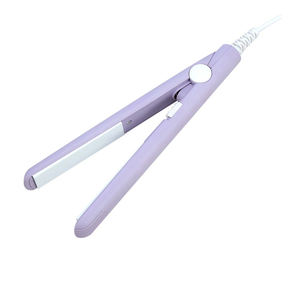 Purple 2 In 1 Mini Hair Straightener Ceramic Tourmaline Plate Beauty Flat Iron Curler