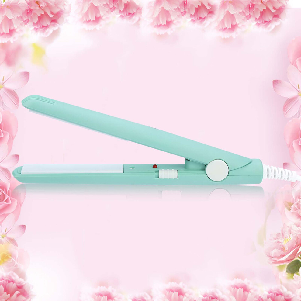 2 in 1 Mini Hair Straightener Ceramic Tourmaline Plate Flat Iron Curler Matcha Green