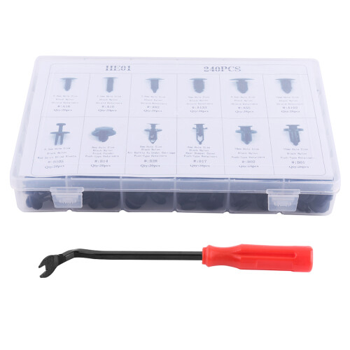 240 Pcs Car Push Pin Rivet Trim Clip Panel Body Interior Assortment with Remover Tool 1