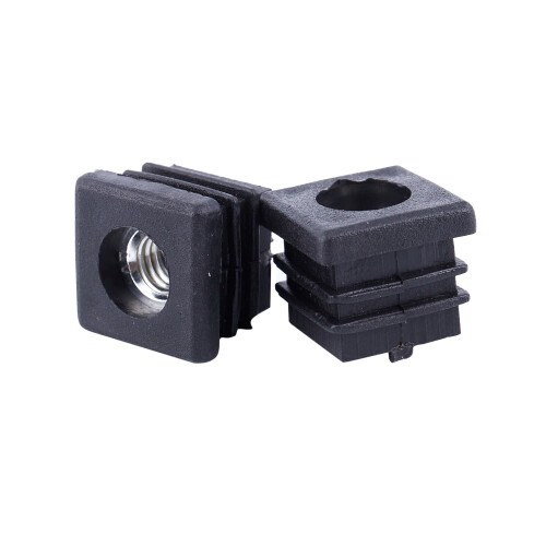 Square Tubing Pipe End Caps Insert Plugs M8 Thread 20x20mm Black 2