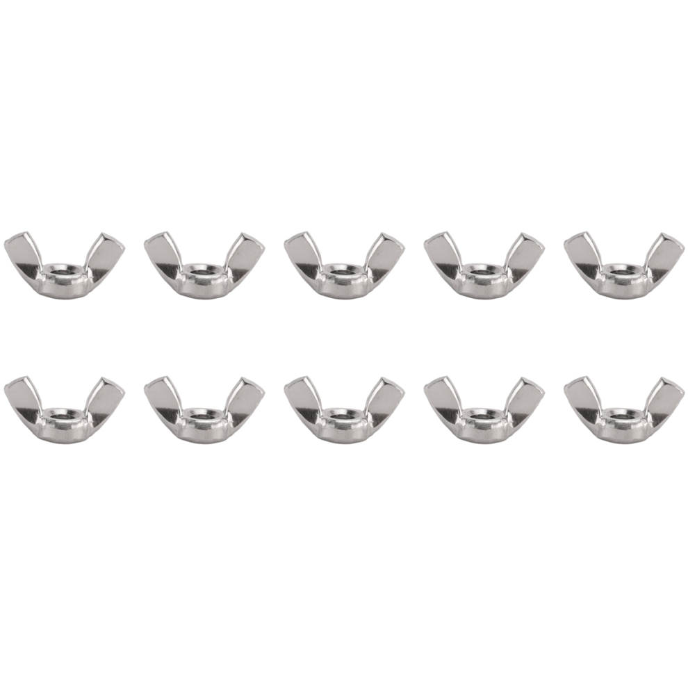 M6 Thread Dia Stainless Steel Wing Nut Butterfly Wing Nuts 10 Pcs 4851839525846