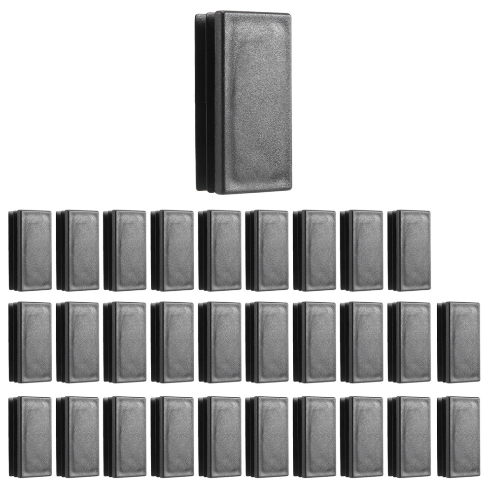 Plastic Rectangle Blanking End Tube Caps Inserts 25X50mm 30Pcs Black 4851839524436