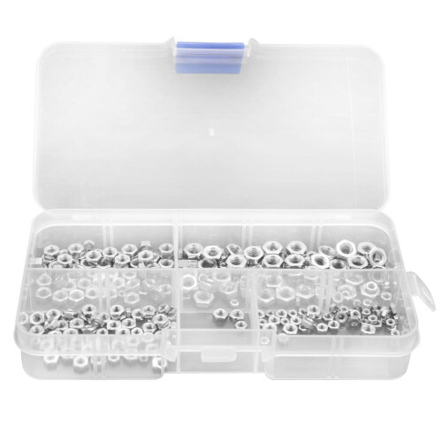 250 Pcs/Set M1.6 M2 M2.5 M3 Carbon Steel Hex Nut Kit