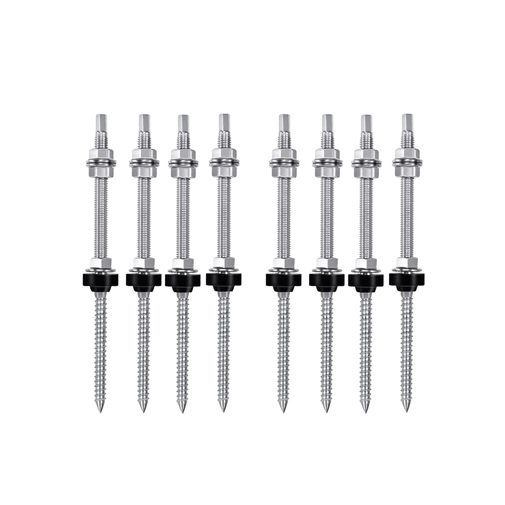 8Pcs Hanger Bolts, M10x200 Mm, For Photovoltaic Solar Mounting Roofs 4851839527109