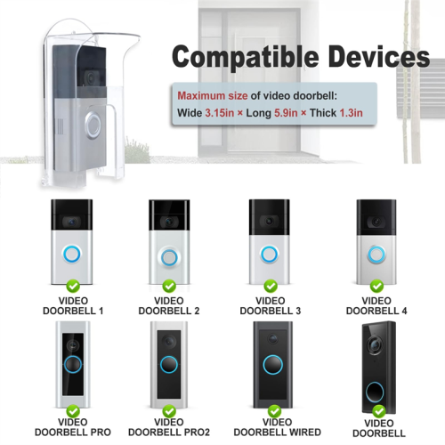 Transparent Plastic Doorbell Rain Cover Suitable for Ring Models 2