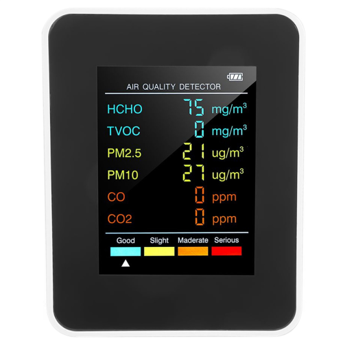 Detector de qualidade do ar 6 em 1 PM2.5 PM10 HCHO TVOC CO CO2, branco 1