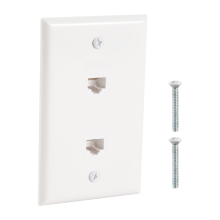 Placa de parede Ethernet de 2 portas, 1 peça, conector de parede fêmea para fêmea Cat6 RJ45
