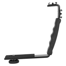 Camera Flash L Bracket Dual Hot Shoes Holder Mount Adapter Mount DV Microphone LED Light
