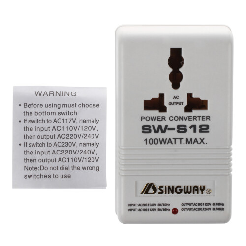 100W 110V/120V to 220V/240V Voltage Converter White 2