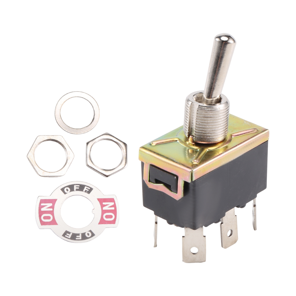 Ac 250V/10A 125V/15A Dpdt 6 Pins Toggle Switch Black+Silver 4851839540009