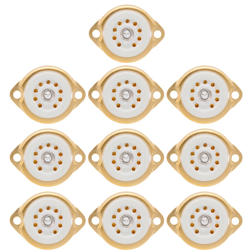 10Pcs B9a New 9Pin Gold Plated Tube Sockets For 12Ax7/12Au7/12At7 4851839542713