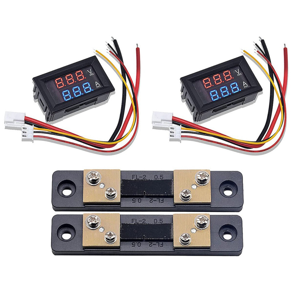 2Pcs 0.28Inch Digital Volt Amp Voltmeter Ammeter With 50A 75Mv Shunt 4851839541693