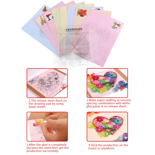 8Pcs 16 Pattern DIY Release Drawing Locating Paper Quilling Tool Craft Decoration Set