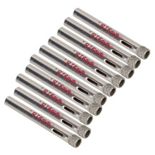Brocas com revestimento de diamante prateado de 6 mm de diâmetro para azulejos, cerâmica, vidro e serras copo (pacote com 10)