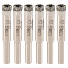6 peças de brocas de diamante de 8 mm para serra copo de cerâmica e vidro