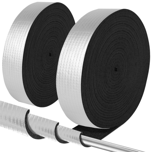 Envoltório de isolamento para tubos de espuma e folha metálica de 2 polegadas de largura x 32,8 pés para áreas externas
