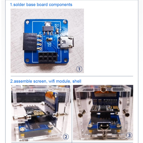 Kit eletrônico faça você mesmo ESP8266 Mini relógio com display OLED para conectar 2