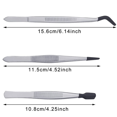 Set di pinzette in PVC con punte in gomma, 3 pezzi, nero 2