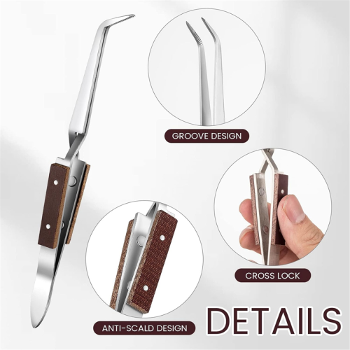 Set da 3 pinzette di precisione reversibili, punte appuntite e curve 2