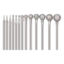 Set di 13 frese diamantate sferiche con mandrino da 3/32 di pollice per utensili rotanti