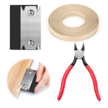 Conjunto de ferramentas para colagem de bordas com 3 peças, acabamento em folheado de madeira real pré-colado