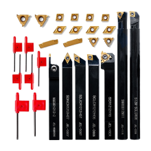 Conjunto de ferramentas para rosqueamento no torno, 21 peças - 7 barras de furação com 14 pastilhas de corte, B