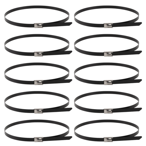 Abraçadeiras de metal pretas, 100 peças, 11,8 polegadas, braçadeira de cabo de aço inoxidável 304 2