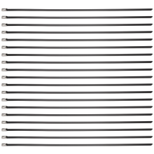 Abraçadeiras de metal pretas, 100 peças, 11,8 polegadas, braçadeira de cabo de aço inoxidável 304