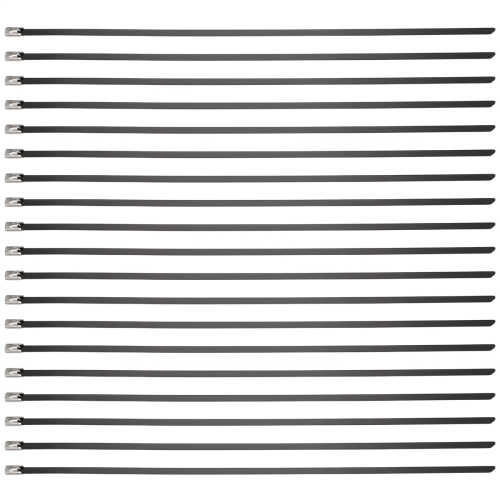 Abraçadeiras de metal pretas, 100 peças, 11,8 polegadas, braçadeira de cabo de aço inoxidável 304