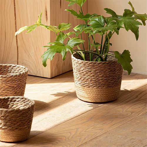 Rietvlecht Stro-Weving Bloempot Opslagmand - Wicker/Rattan - Groot 2