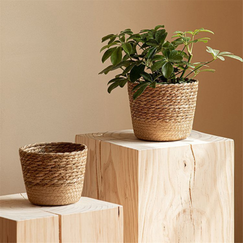 Rietvlecht Stro-Weving Bloempot Opslagmand - Wicker/Rattan - Groot 1