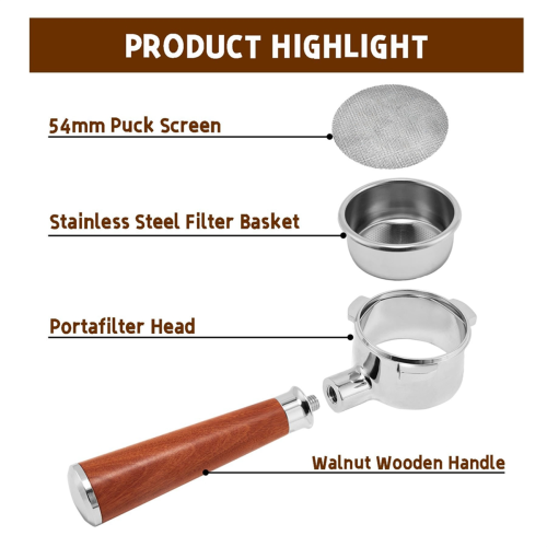 54mm Bottomless Portafilter - Bottomless Portafilter Filter Basket 1