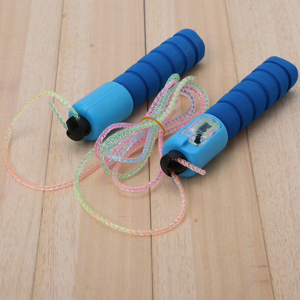 Adjustable PVC Accurate Count Jump Rope with Comfortable Anti slip Handles (blue)