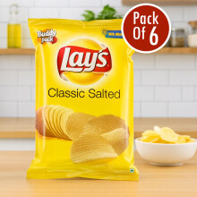 Lay's Classic Salted Potato Chips – 52g (Pack of 6) | Crispy, Lightly Salted Snack, Vegetarian-Friendly | Perfect for Lunchboxes