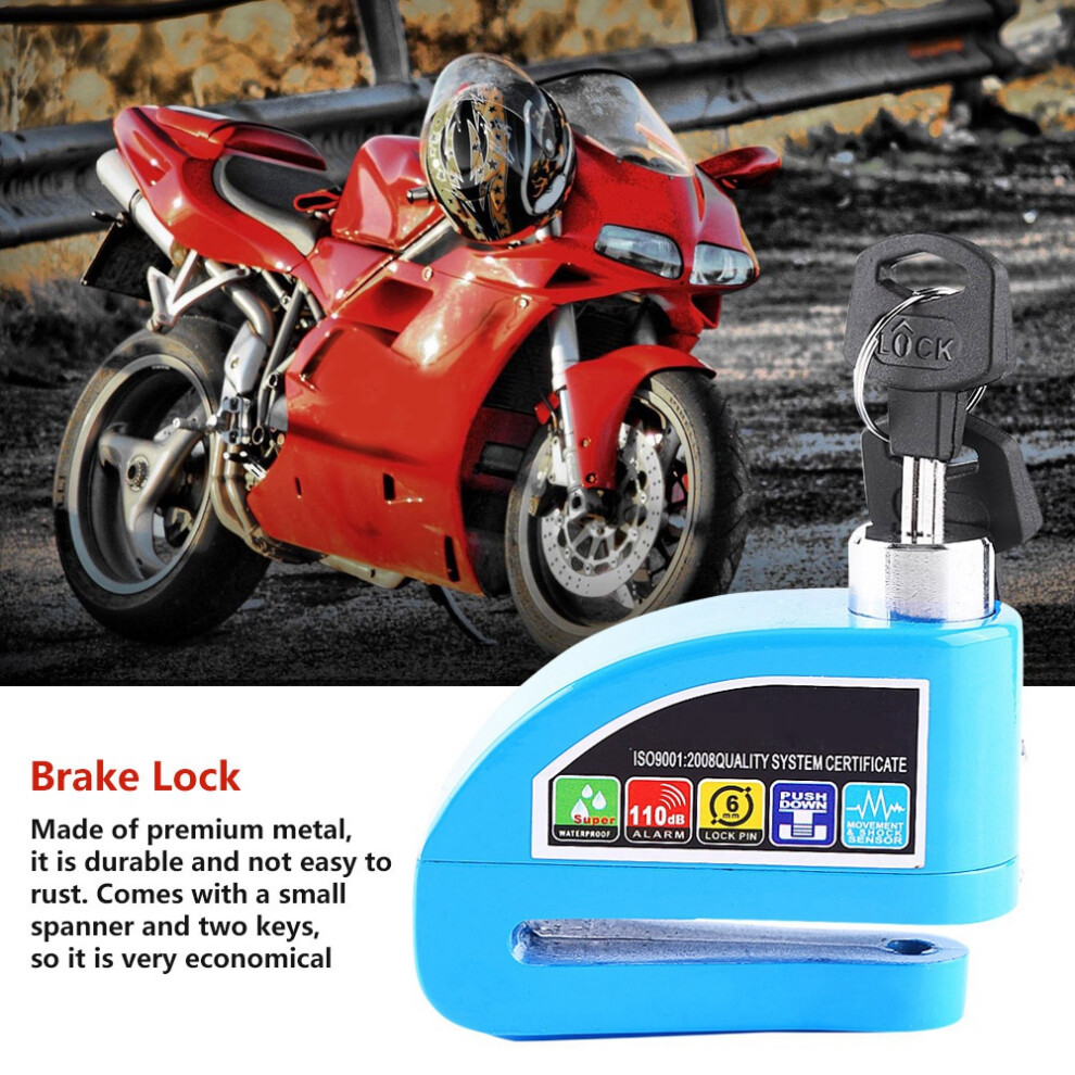 Motorcycle Scooter Bicycle Anti Theft Disc Brake Lock Security Alarming System Blue 6901324390911