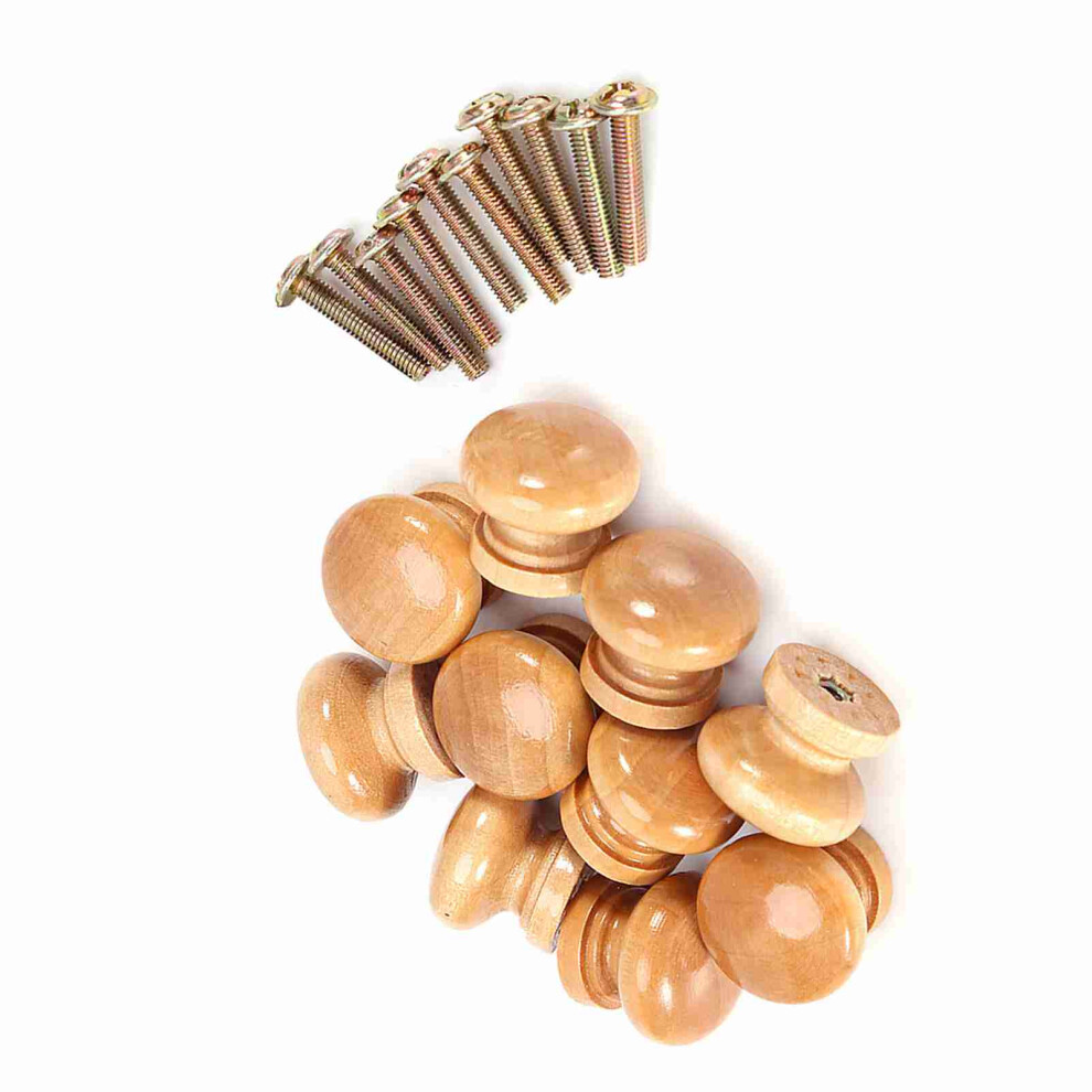 10Pcs Natural Wooden Furniture Pull Handle Kitchen Cabinet Drawer Cupboard Door Knob (M 28Mm) 9391324391839