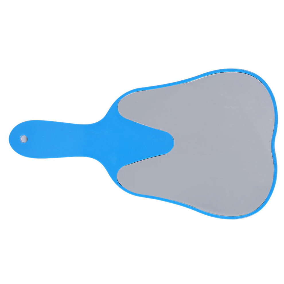 Blue Fashionable Cute Handheld Mirror Compact Plastic Handle Hand Mirror Tool(Blue)